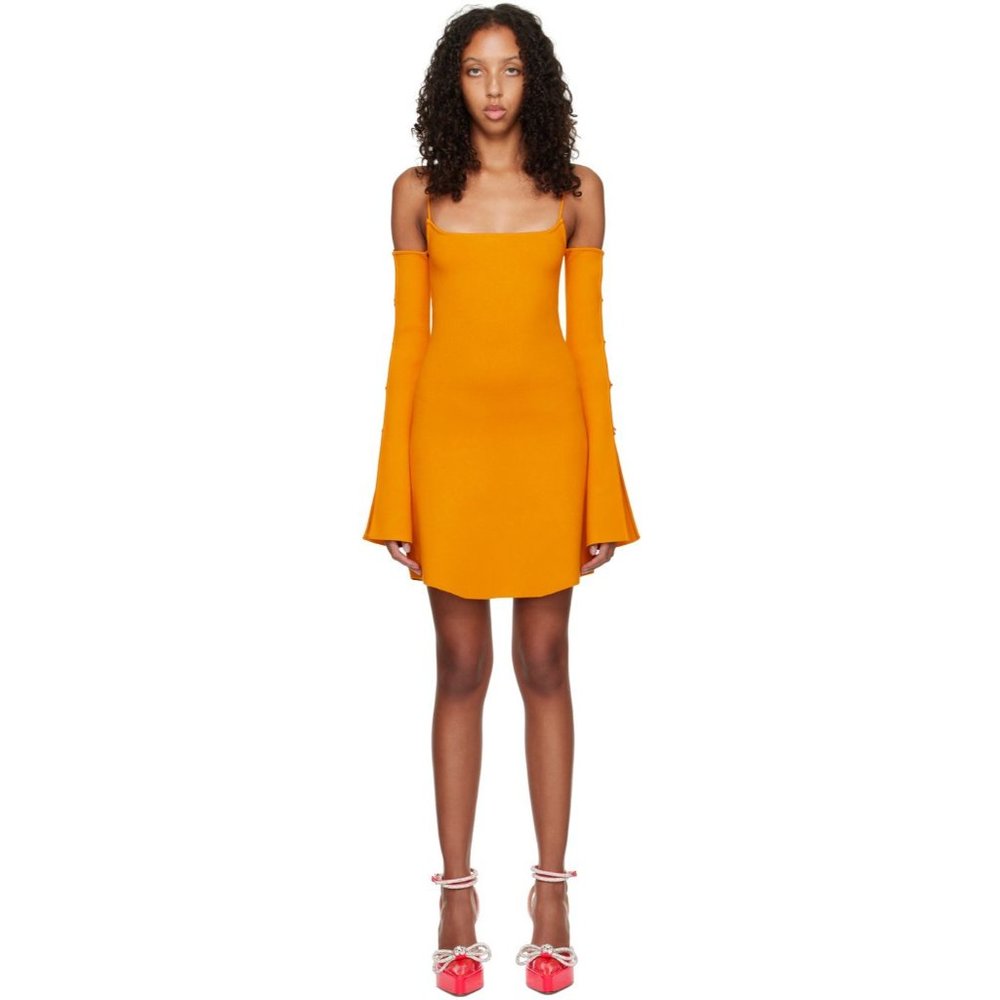Mach & Mach Amelie Crystal Bow Ribbed Cold Shoulder Sweater Dress Large New - Picture 15 of 15